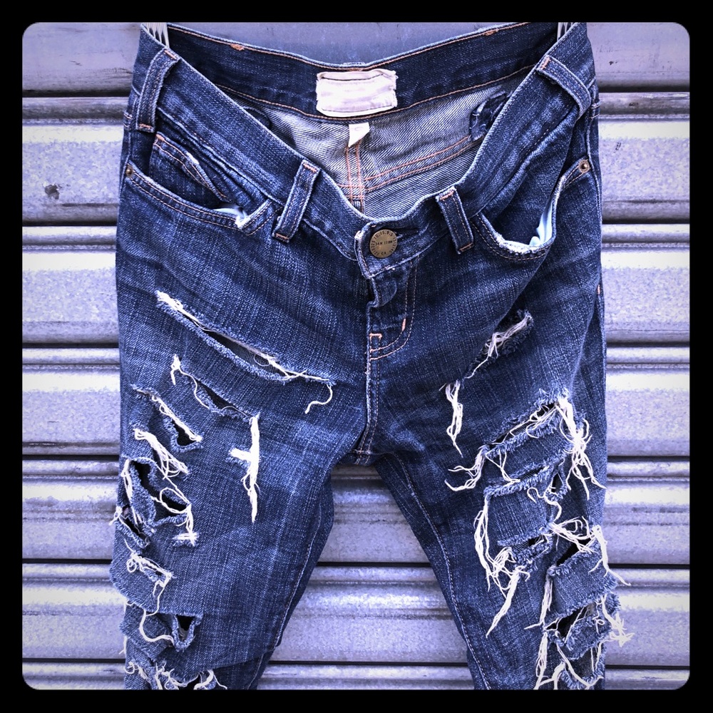 Current Elliot super low ripped jeans